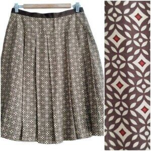 AK ANNE KLEIN / 100% Silk Plisse Pleated A-line Skirt Geo Print Sz 6